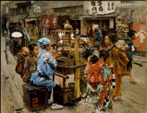 19世紀にRobert Frederick Blumgaが描いた江戸の風景、飴屋